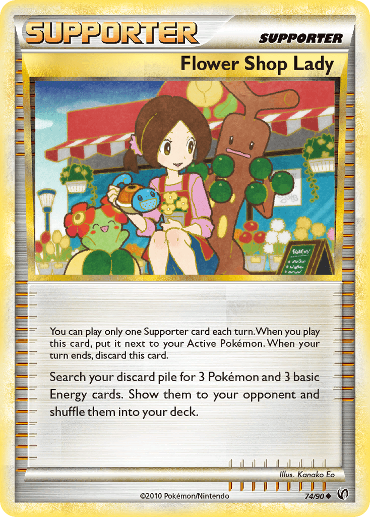 74, HeartGold & SoulSilver: Undaunted, Normal, Reverse Holofoil, Supporter, Uncommon Flower Shop Lady (74/90) [HeartGold & SoulSilver: Undaunted] - Trading Card World