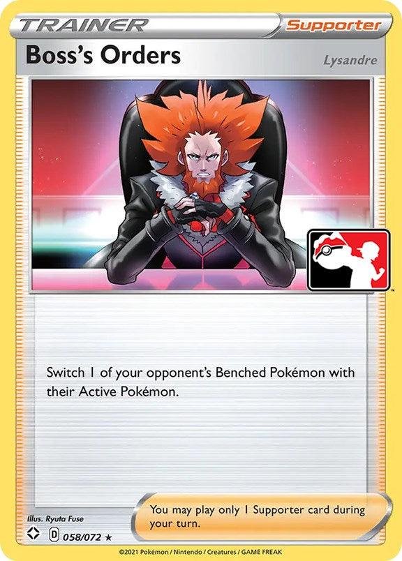 058, Holofoil, Normal, Prize Pack Series One, Rare, Supporter Boss's Orders (058/072) [Prize Pack Series One] - Trading Card World