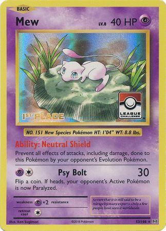 53, Holofoil, Promo, Psychic, Psychic[×2], XY: Evolutions Mew (53/108) (League Promo 1st Place) [XY: Evolutions] - Trading Card World