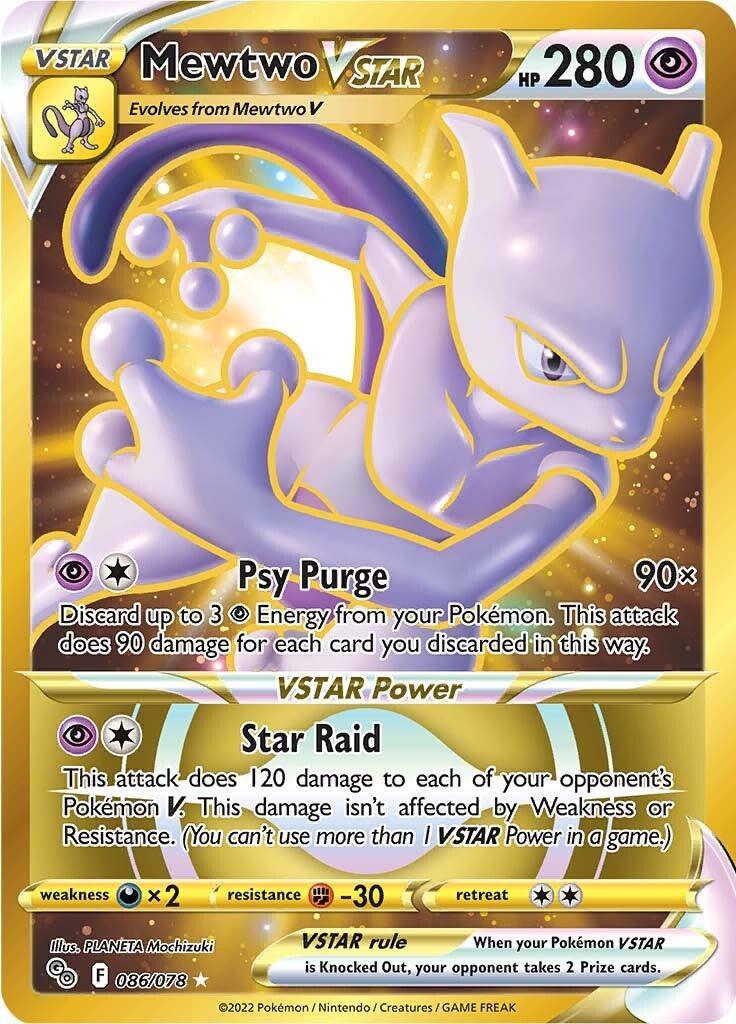 086, Darkness [x2], Fighting [-30], Holofoil, Pokémon GO, Psychic, Secret Rare Mewtwo VSTAR (086/078) [Pokémon GO] - Trading Card World