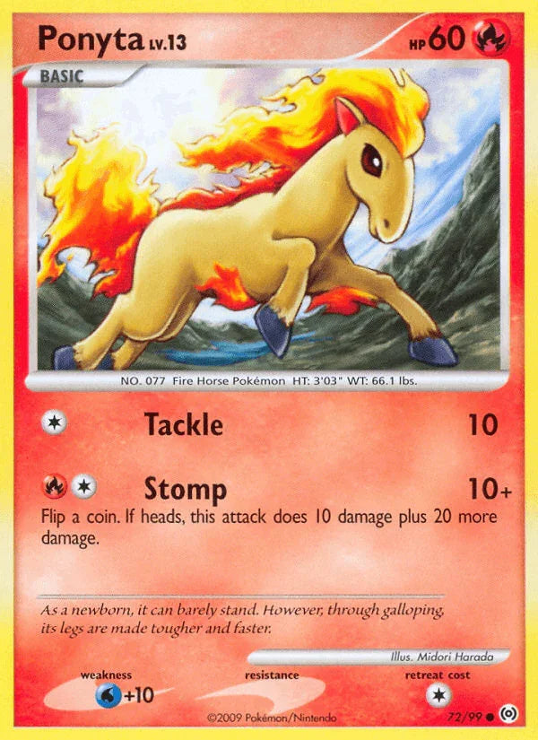 72, Common, Fire, Normal, Platinum: Arceus, Reverse Holofoil, Water[+10] Ponyta (72/99) [Platinum: Arceus] - Trading Card World