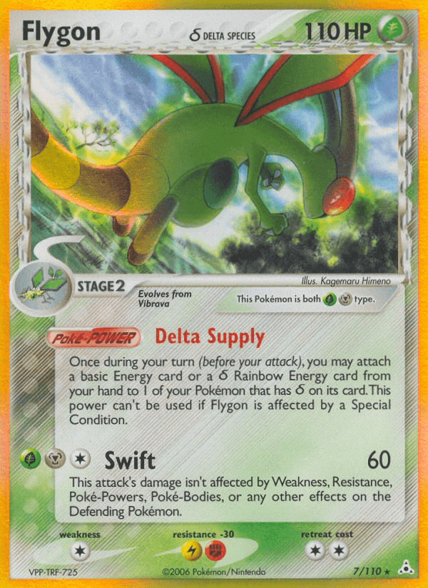 Colorless[×2], EX: Holon Phantoms, Fighting[-30], Grass, Holo Rare, Holofoil, Lightning[-30], Metal Flygon (7/110) (Delta Species) [EX: Holon Phantoms] - Trading Card World