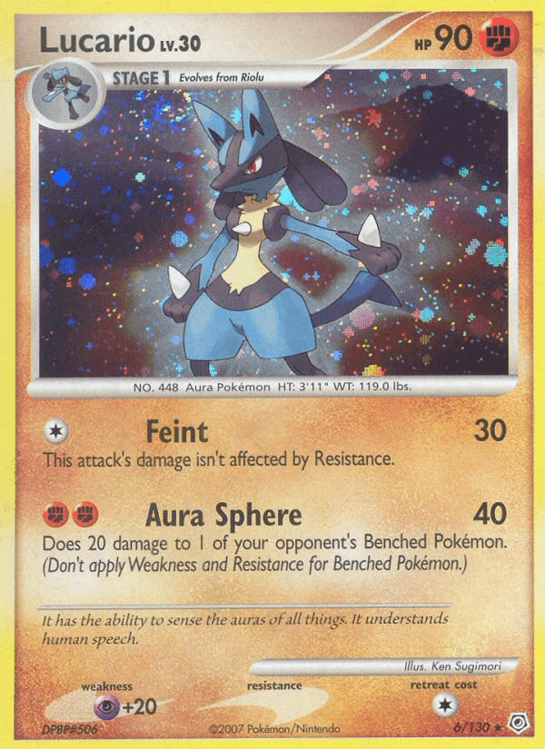 Diamond & Pearl: Base Set, Fighting, Holo Rare, Holofoil, Psychic[+20], Reverse Holofoil Lucario (6/130) [Diamond & Pearl: Base Set] - Trading Card World