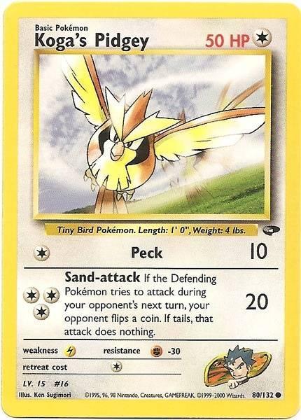 80, Colorless, Common, Fighting[-30], Gym Challenge Unlimited, Lightning[×2], Normal Koga's Pidgey (80/132) [Gym Challenge Unlimited] - Trading Card World
