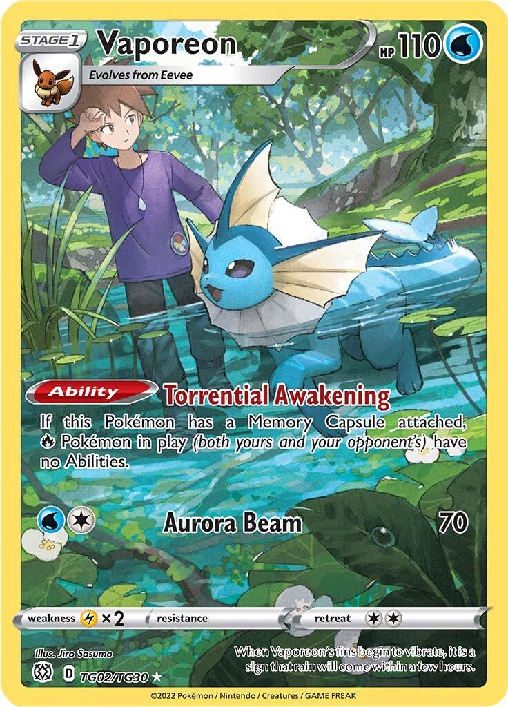 Holofoil, Lightning [x2], Secret Rare, Sword & Shield: Brilliant Stars, TG02, Water Vaporeon (TG02/TG30) [Sword & Shield: Brilliant Stars] - Trading Card World