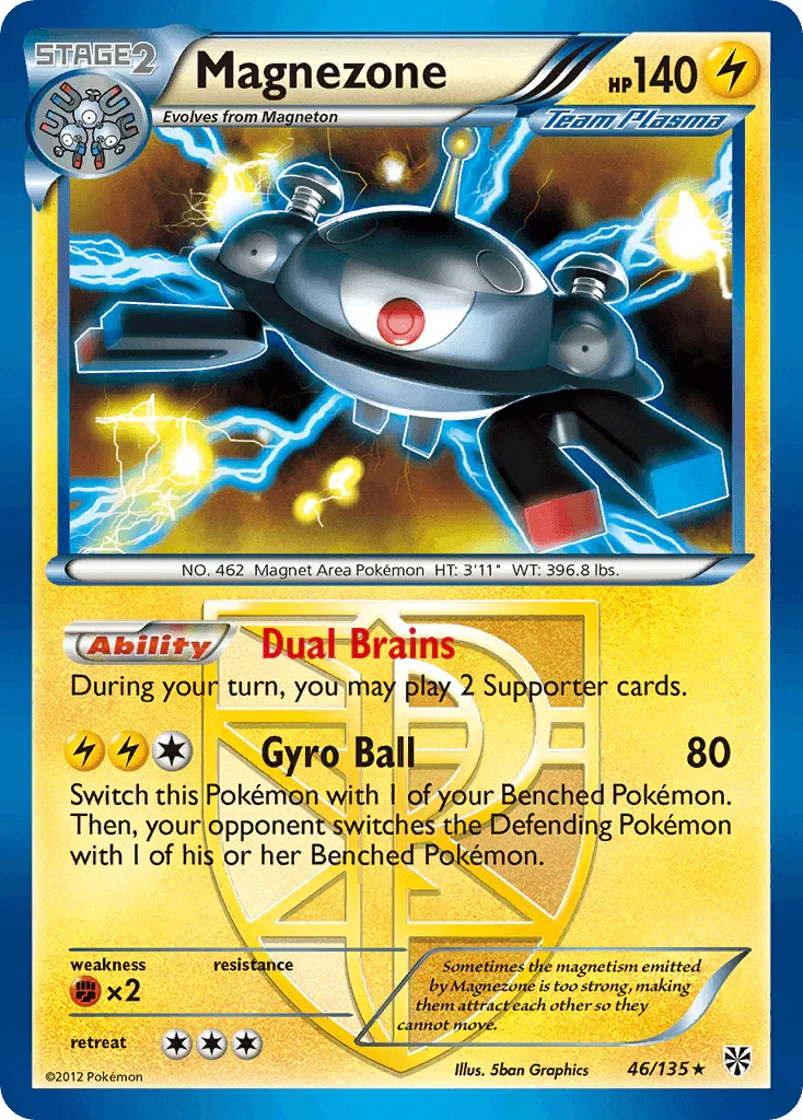 46, Black & White: Plasma Storm, Fighting[×2], Holo Rare, Holofoil, Lightning, Reverse Holofoil Magnezone (46/135) [Black & White: Plasma Storm] - Trading Card World