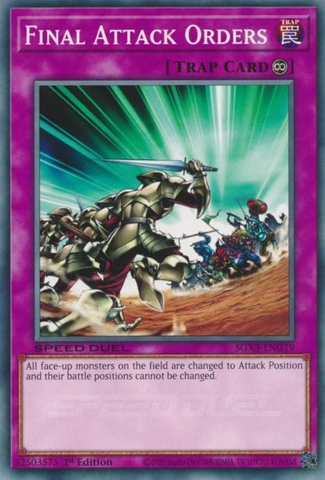 1st Edition, Common, Continuous Trap, Speed Duel GX: Duelists of Shadows, Trap Final Attack Orders [SGX3-ENG19] Common - Trading Card World