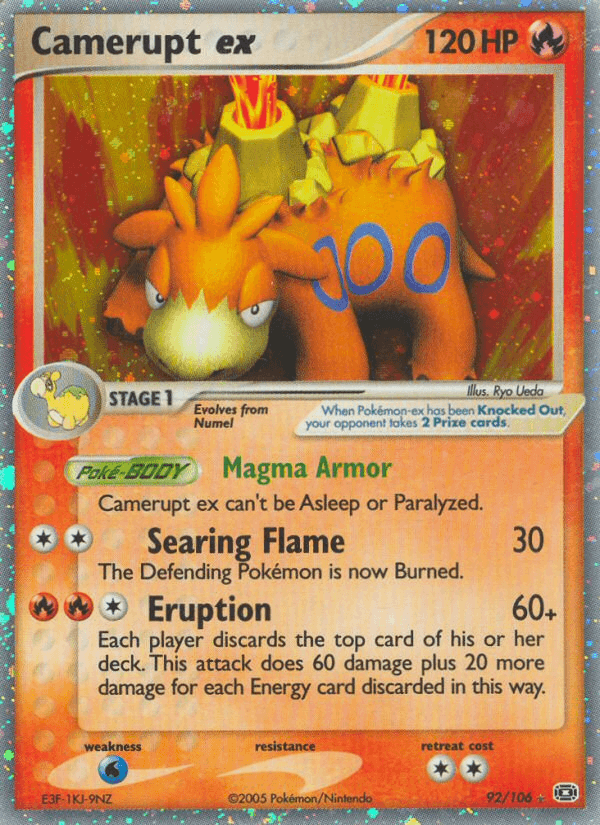 92, EX: Emerald, Fire, Holofoil, Ultra Rare, Water[×2] Camerupt ex (92/106) [EX: Emerald] - Trading Card World