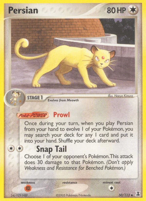 50, Colorless, EX: Delta Species, Fighting[×2], Normal, Uncommon Persian (50/113) [EX: Delta Species] - Trading Card World