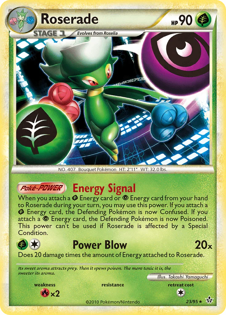 23, Fire[×2], Grass, HeartGold & SoulSilver: Unleashed, Normal, Rare, Reverse Holofoil Roserade (23/95) [HeartGold & SoulSilver: Unleashed] - Trading Card World