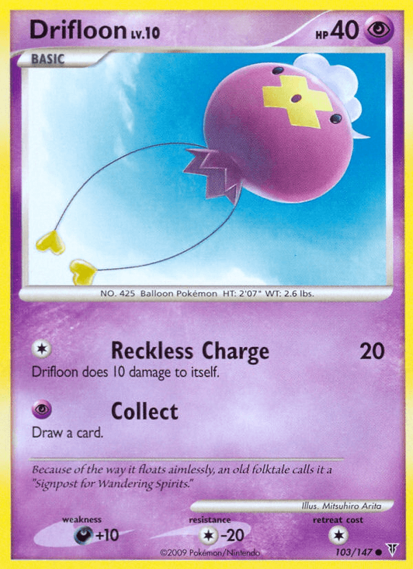 103, Colorless[-20], Common, Darkness[+10], Normal, Platinum: Supreme Victors, Psychic, Reverse Holofoil Drifloon (103/147) [Platinum: Supreme Victors] - Trading Card World