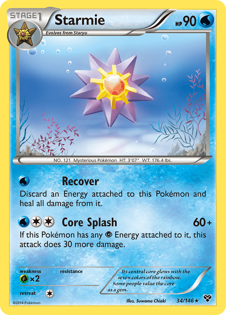 34, Grass[×2], Normal, Rare, Reverse Holofoil, Water, XY: Base Set Starmie (34/146) [XY: Base Set] - Trading Card World