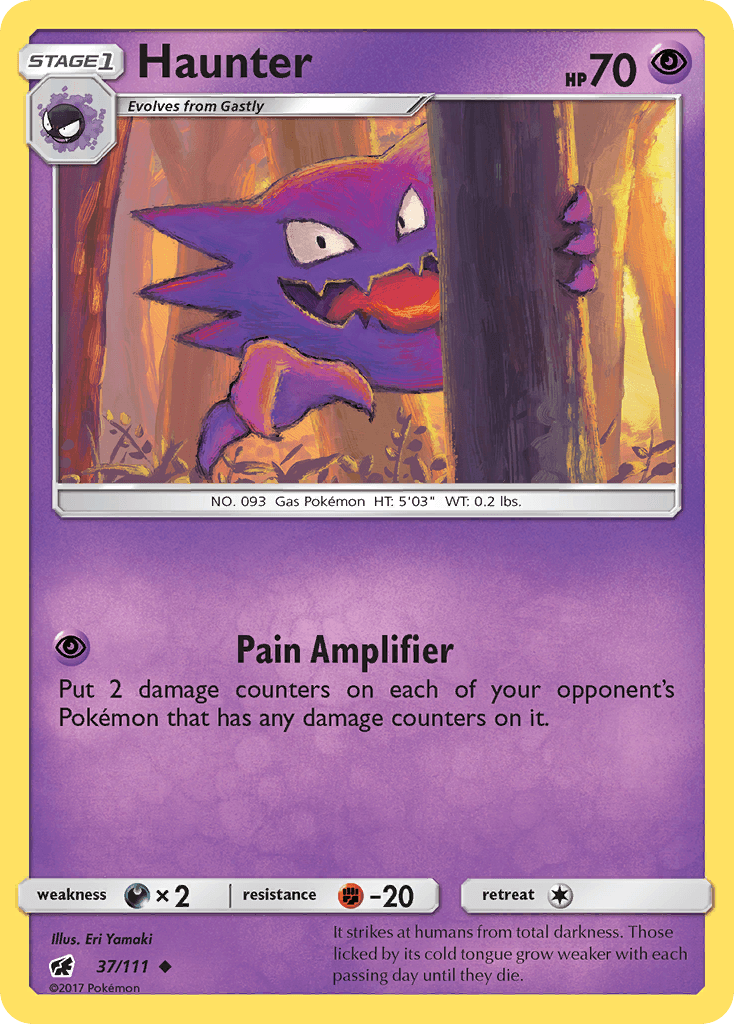 37, Darkness[×2], Fighting[-20], Normal, Psychic, Reverse Holofoil, Sun & Moon: Crimson Invasion, Uncommon Haunter (37/111) [Sun & Moon: Crimson Invasion] - Trading Card World