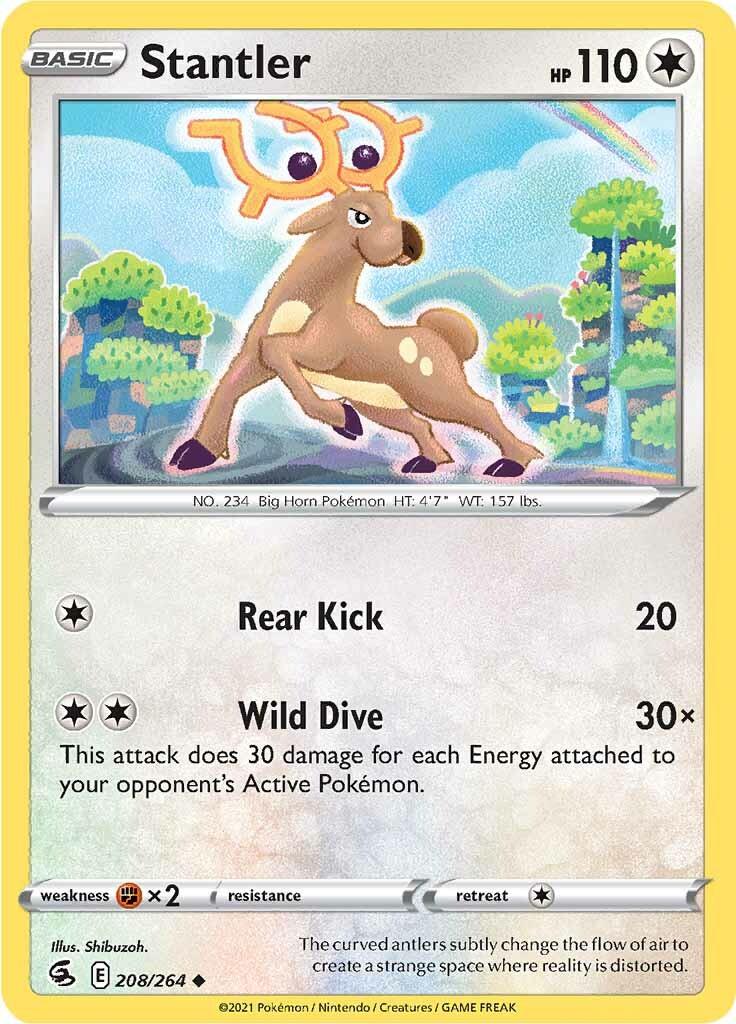 208, Colorless, Fighting [x2], Normal, Reverse Holofoil, Sword & Shield: Fusion Strike, Uncommon Stantler (208/264) [Sword & Shield: Fusion Strike] - Trading Card World