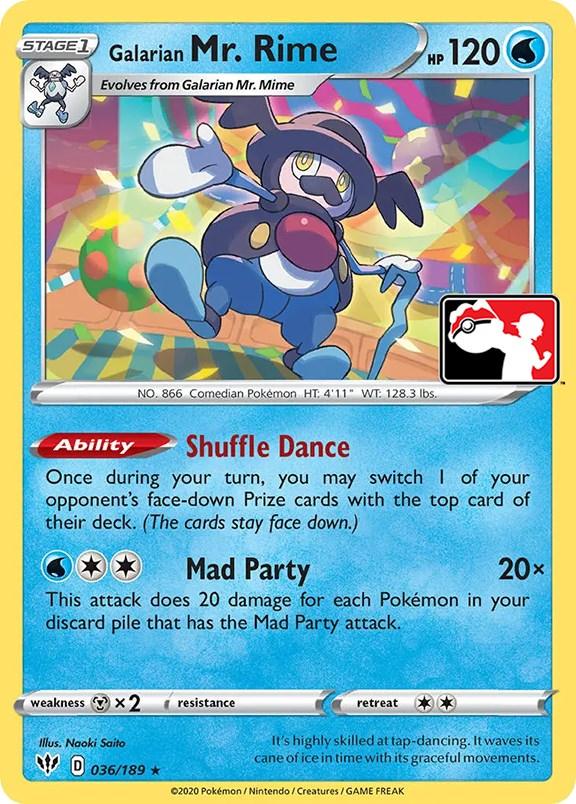 036, Holofoil, Metal [x2], Normal, Prize Pack Series One, Rare, Water Galarian Mr. Rime (036/189) [Prize Pack Series One] - Trading Card World