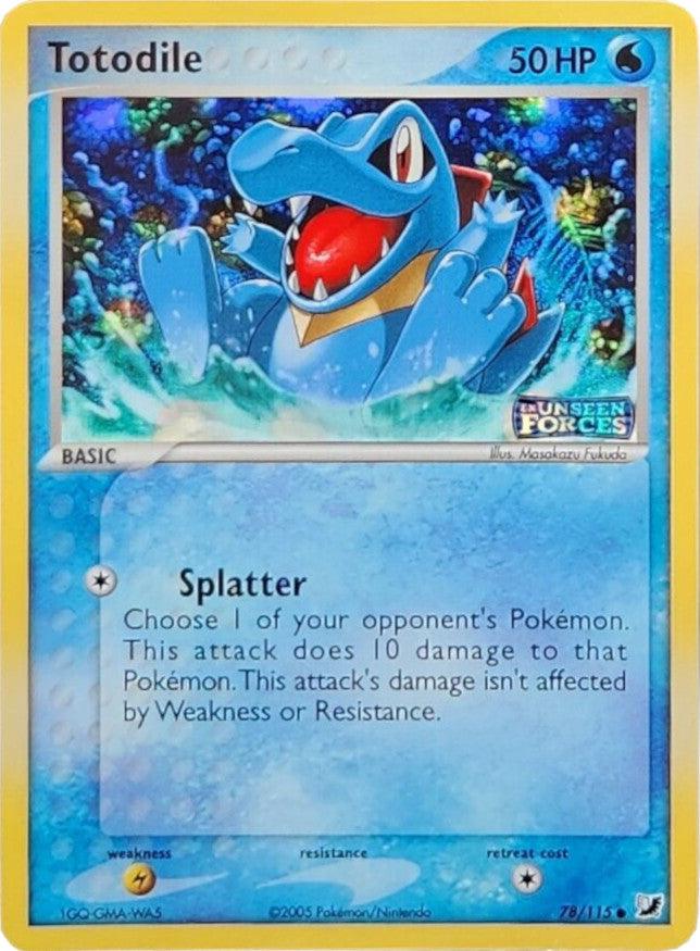 78, Common, EX: Unseen Forces, Lightning[×2], Reverse Holofoil, Water Totodile (78/115) (Stamped) [EX: Unseen Forces] - Trading Card World