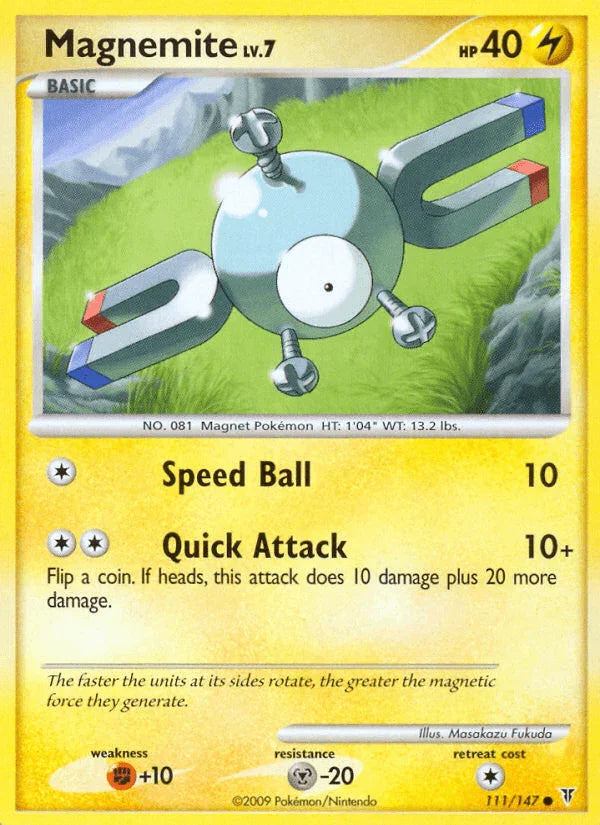 111, Common, Fighting[+10], Lightning, Metal[-20], Normal, Platinum: Supreme Victors, Reverse Holofoil Magnemite (111/147) [Platinum: Supreme Victors] - Trading Card World