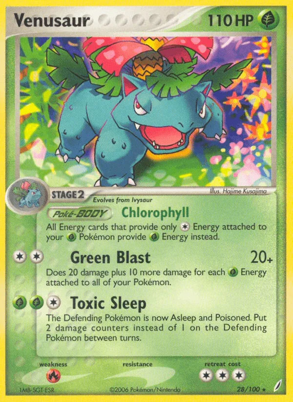 28, EX: Crystal Guardians, Fire[×2], Grass, Normal, Rare Venusaur (28/100) [EX: Crystal Guardians] - Trading Card World