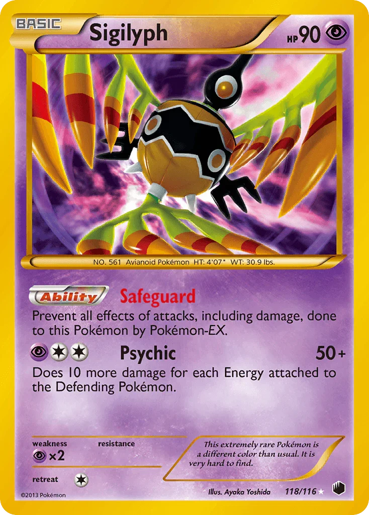 118, Black & White: Plasma Freeze, Holofoil, Psychic, Psychic[×2], Secret Rare Sigilyph (118/116) [Black & White: Plasma Freeze] - Trading Card World