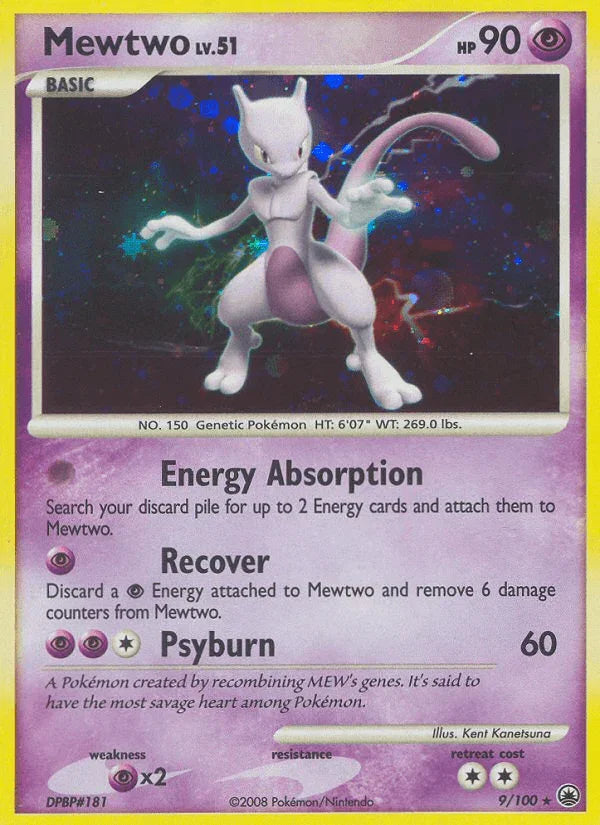 Diamond & Pearl: Majestic Dawn, Holo Rare, Holofoil, Psychic, Psychic[×2], Reverse Holofoil Mewtwo (9/100) [Diamond & Pearl: Majestic Dawn] - Trading Card World