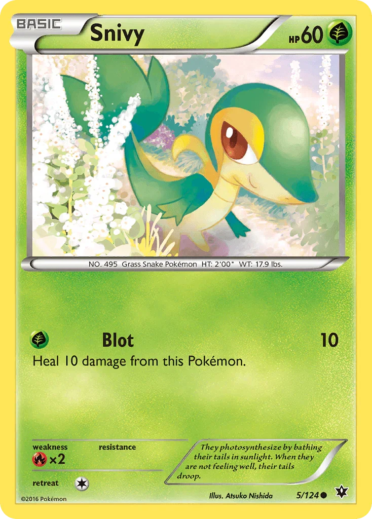 Common, Fire[×2], Grass, Normal, Reverse Holofoil, XY: Fates Collide Snivy (5/124) [XY: Fates Collide] - Trading Card World