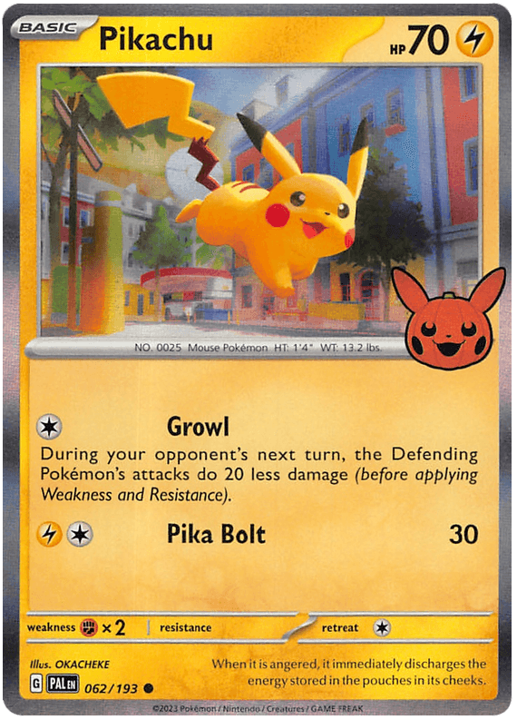 062, Fire [x2], Holofoil, Lightning, Promo, Trick or Trade 2023 Pikachu (062/193) [Trick or Trade 2023] - Trading Card World