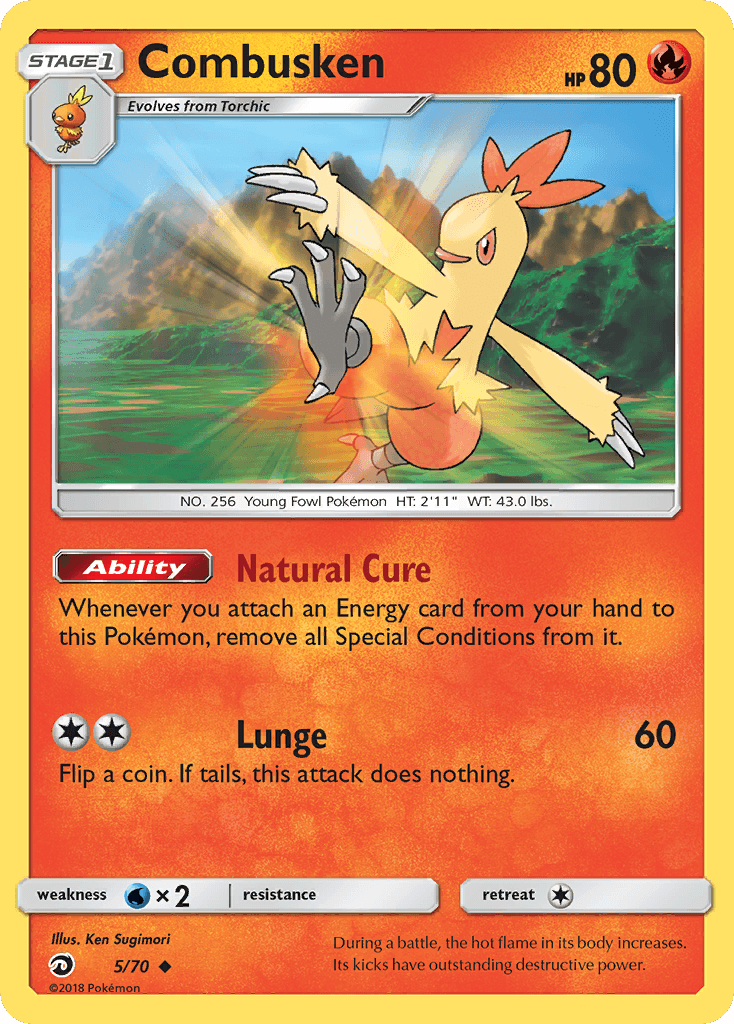 Fire, Normal, Reverse Holofoil, Sun & Moon: Dragon Majesty, Uncommon, Water[×2] Combusken (5/70) [Sun & Moon: Dragon Majesty] - Trading Card World