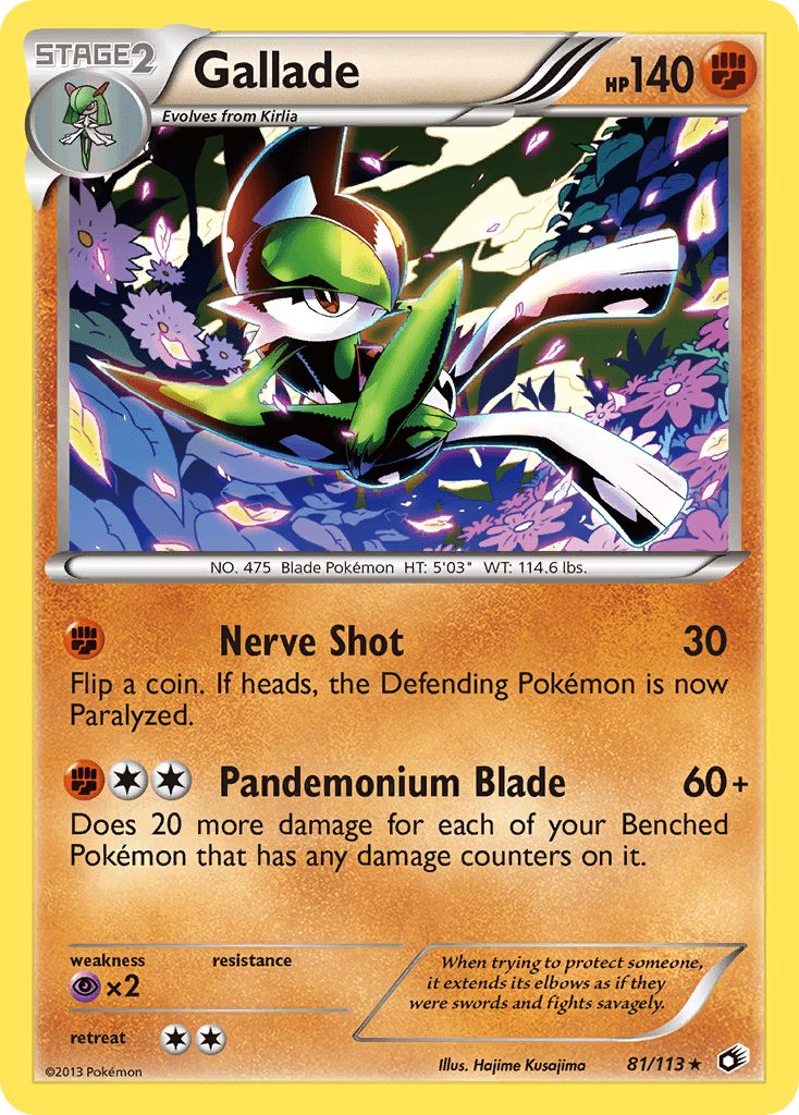 81, Black & White: Legendary Treasures, Fighting, Normal, Psychic[×2], Rare, Reverse Holofoil Gallade (81/113) [Black & White: Legendary Treasures] - Trading Card World