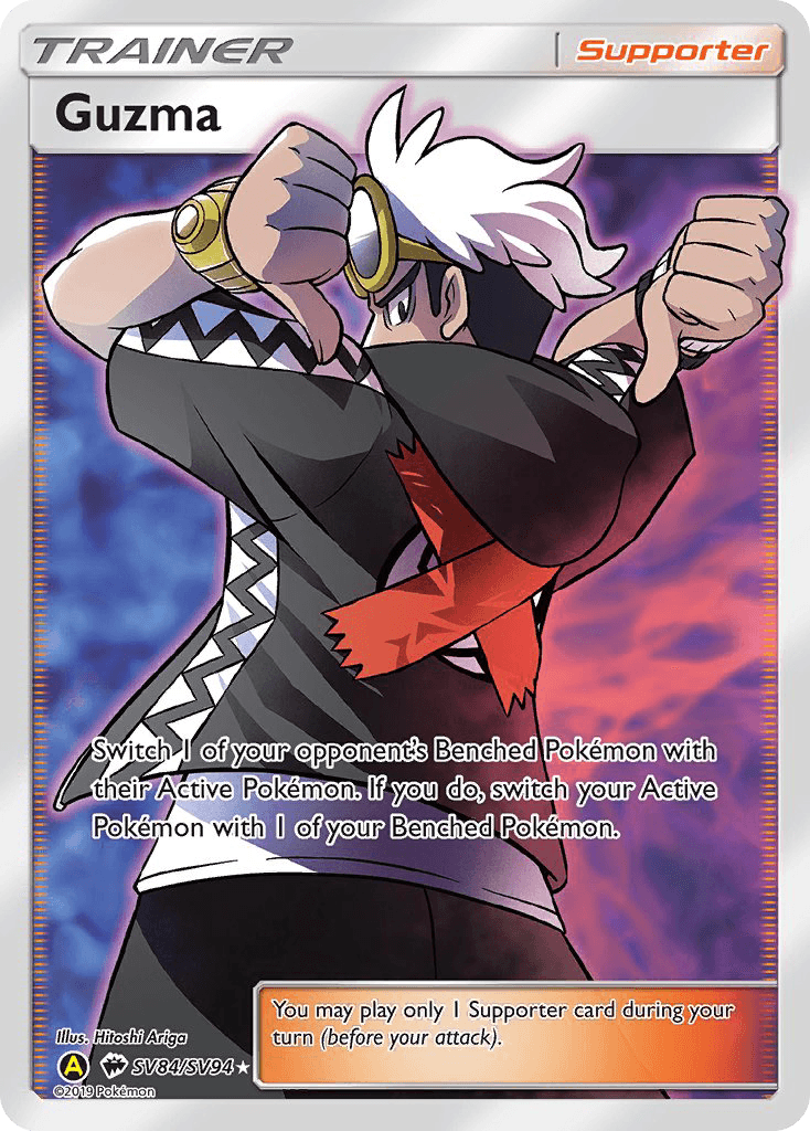 Holofoil, Sun & Moon: Hidden Fates - Shiny Vault, Supporter, SV84, Ultra Rare Guzma (SV84/SV94) [Sun & Moon: Hidden Fates - Shiny Vault] - Trading Card World