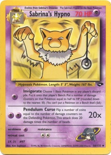 56, Gym Challenge Unlimited, Normal, Psychic, Psychic[×2], Uncommon Sabrina's Hypno (56/132) [Gym Challenge Unlimited] - Trading Card World