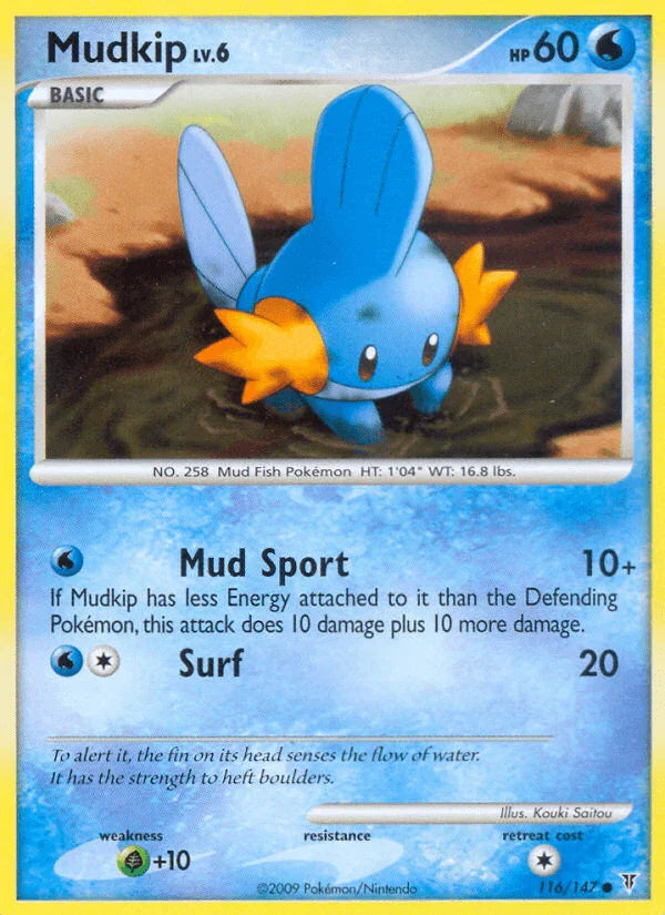 116, Common, Grass[+10], Normal, Platinum: Supreme Victors, Reverse Holofoil, Water Mudkip (116/147) [Platinum: Supreme Victors] - Trading Card World