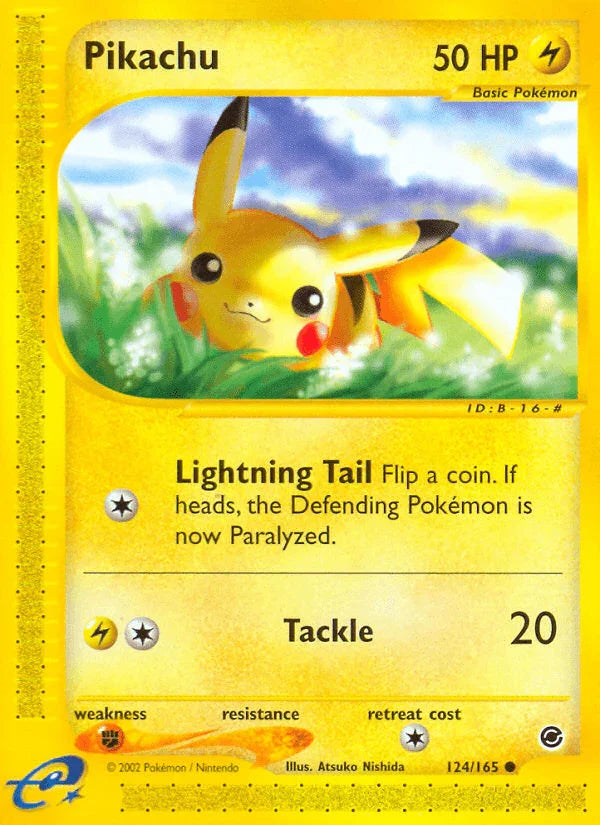 124, Common, Expedition: Base Set, Fighting[×2], Lightning, Normal, Reverse Holofoil Pikachu (124/165) [Expedition: Base Set] - Trading Card World