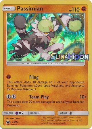 Fighting, Holofoil, Promo, Psychic[×2], SM12, Sun & Moon: Black Star Promos Passimian (SM12) (Staff Prerelease Promo) [Sun & Moon: Black Star Promos] - Trading Card World