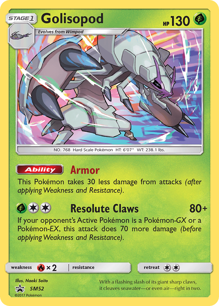 Black Star Promo, Fire[×2], Grass, Holofoil, SM52, Sun & Moon: Black Star Promos Golisopod (SM52) [Sun & Moon: Black Star Promos] - Trading Card World