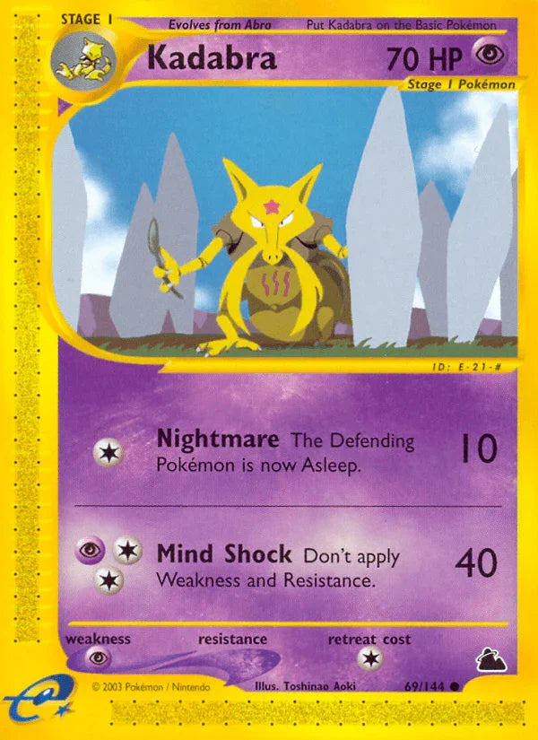 69, Common, Normal, Psychic, Psychic[×2], Reverse Holofoil, Skyridge Kadabra (69/144) [Skyridge] - Trading Card World