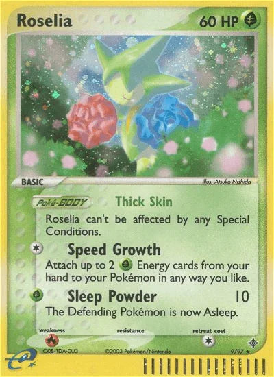 EX: Dragon, Fire[×2], Grass, Holo Rare, Holofoil, Reverse Holofoil Roselia (9/97) [EX: Dragon] - Trading Card World
