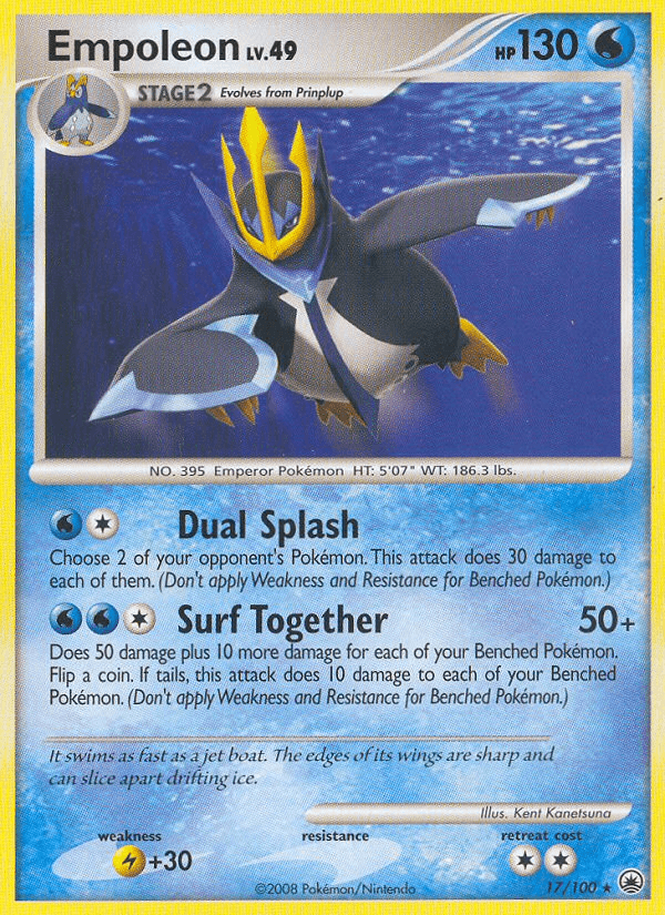 17, Diamond & Pearl: Majestic Dawn, Lightning[+30], Normal, Rare, Reverse Holofoil, Water Empoleon (17/100) [Diamond & Pearl: Majestic Dawn] - Trading Card World