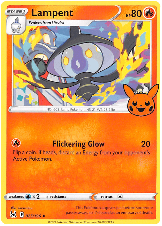 025, Fire, Normal, Promo, Trick or Trade 2023, Water [x2] Lampent (025/196) [Trick or Trade 2023] - Trading Card World