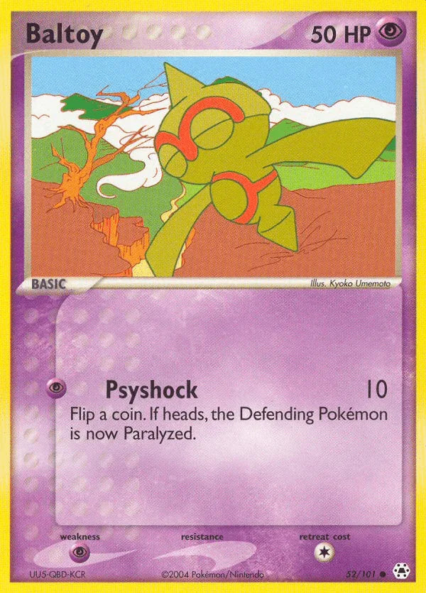 52, Common, EX: Hidden Legends, Normal, Psychic, Psychic[×2], Reverse Holofoil Baltoy (52/101) [EX: Hidden Legends] - Trading Card World