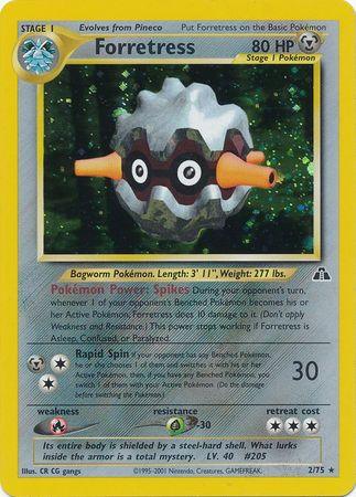 Fire[×2], Grass[-30], Holo Rare, Holofoil, Metal, Neo Discovery Unlimited Forretress (2/75) [Neo Discovery Unlimited] - Trading Card World