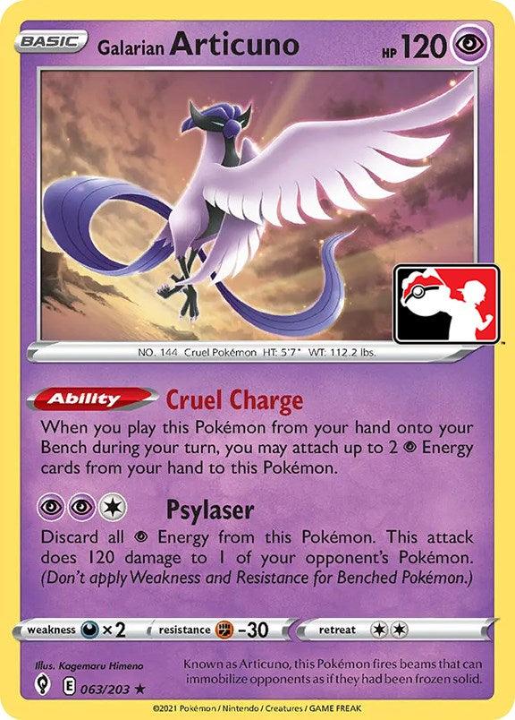 063, Darkness [x2], Fighting [-30], Holo Rare, Normal, Prize Pack Series One, Psychic Galarian Articuno (063/203) [Prize Pack Series One] - Trading Card World