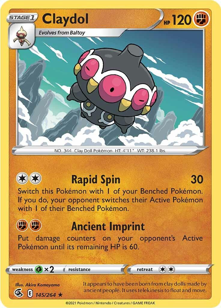 145, Fighting, Grass [x2], Normal, Rare, Reverse Holofoil, Sword & Shield: Fusion Strike Claydol (145/264) [Sword & Shield: Fusion Strike] - Trading Card World