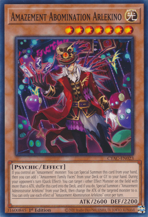 1st Edition, Common, Cyberstorm Access, Effect Monster, Light, Psychic Amazement Abomination Arlekino [CYAC-EN023] Common - Trading Card World
