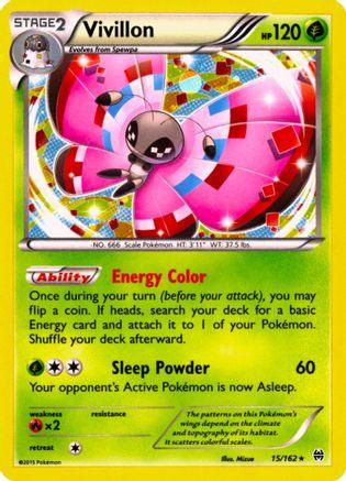 15, Fire[×2], Grass, Holo Rare, Holofoil, XY: BREAKthrough Vivillon (15/162) (Cosmos Holo) [XY: BREAKthrough] - Trading Card World