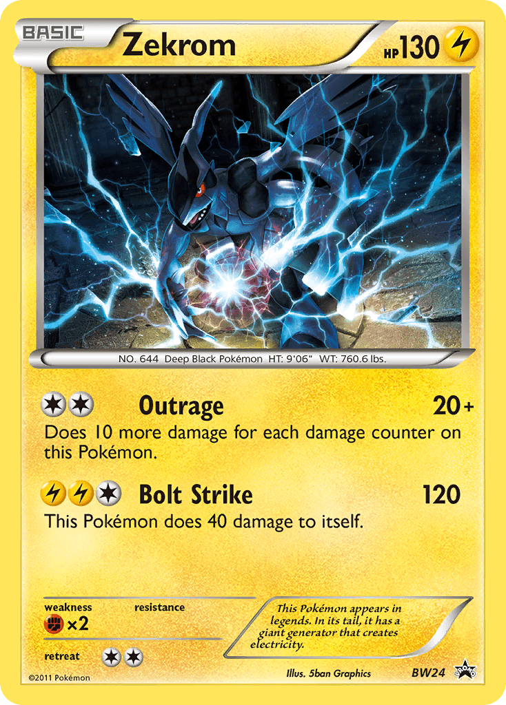 Black & White: Black Star Promos, BW24, Fighting [x2], Holofoil, Lightning, Promo Zekrom (BW24) [Black & White: Black Star Promos] - Trading Card World