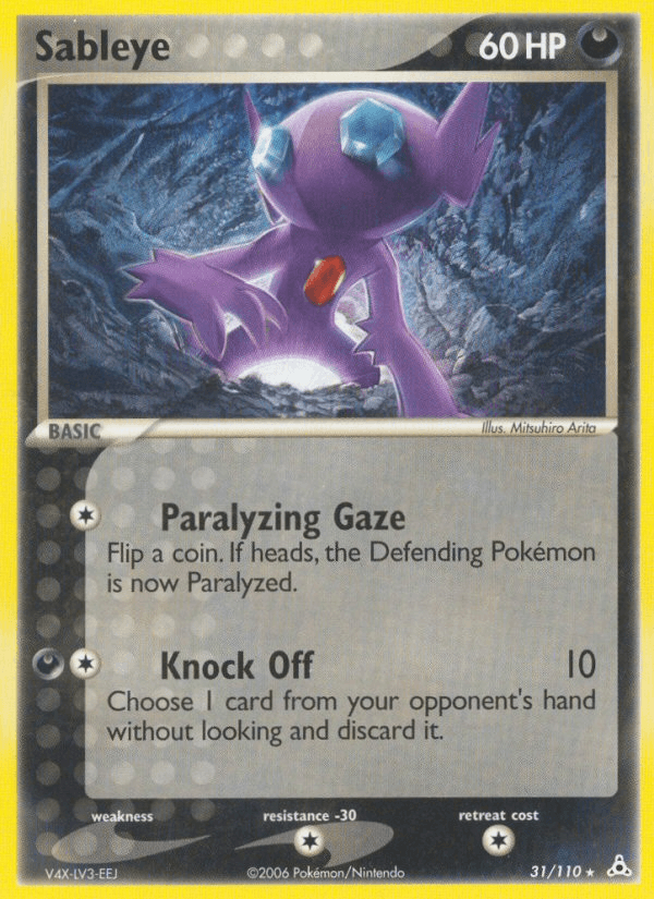 31, Colorless[-30], Darkness, EX: Holon Phantoms, Normal, Rare Sableye (31/110) [EX: Holon Phantoms] - Trading Card World
