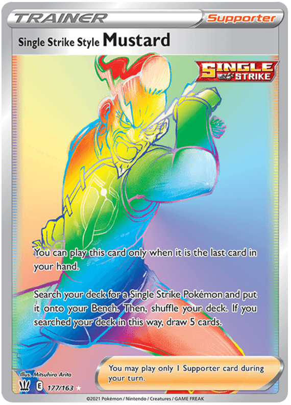 177, Holofoil, Secret Rare, Supporter, Sword & Shield: Battle Styles Single Strike Style Mustard (177/163) [Sword & Shield: Battle Styles] - Trading Card World