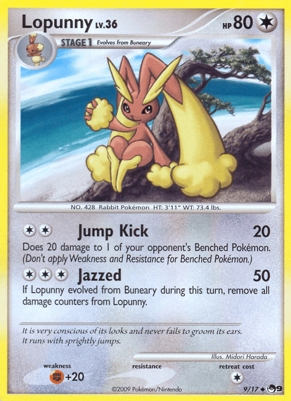 Colorless, Fighting [+20], Holofoil, Normal, POP Series 9, Uncommon Lopunny (9/17) [POP Series 9] - Trading Card World