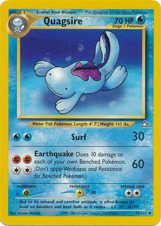 45, Grass[×2], Lightning[-30], Neo Genesis Unlimited, Normal, Uncommon, Water Quagsire (45/111) [Neo Genesis Unlimited] - Trading Card World