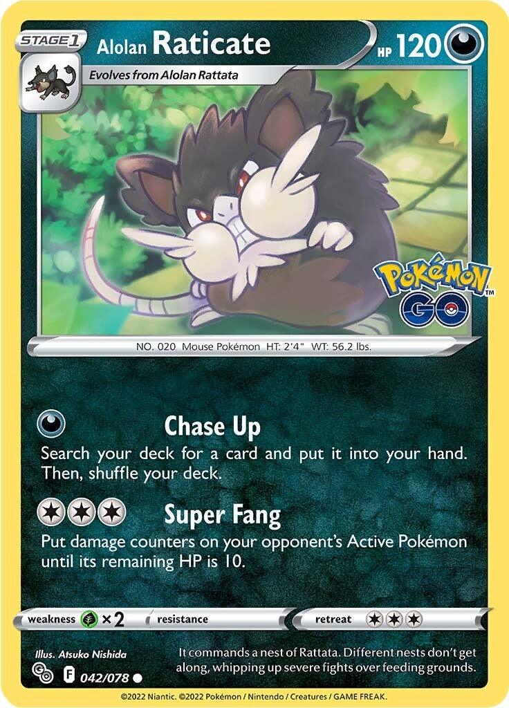 042, Common, Darkness, Grass [x2], Normal, Pokémon GO, Reverse Holofoil Alolan Raticate (042/078) [Pokémon GO] - Trading Card World